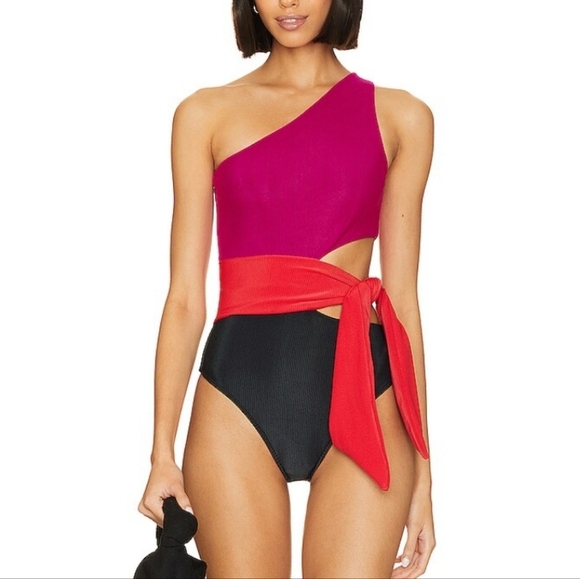 New!Beach Riot Carlie One Piece in Garcia colorblock - Picture 1 of 12